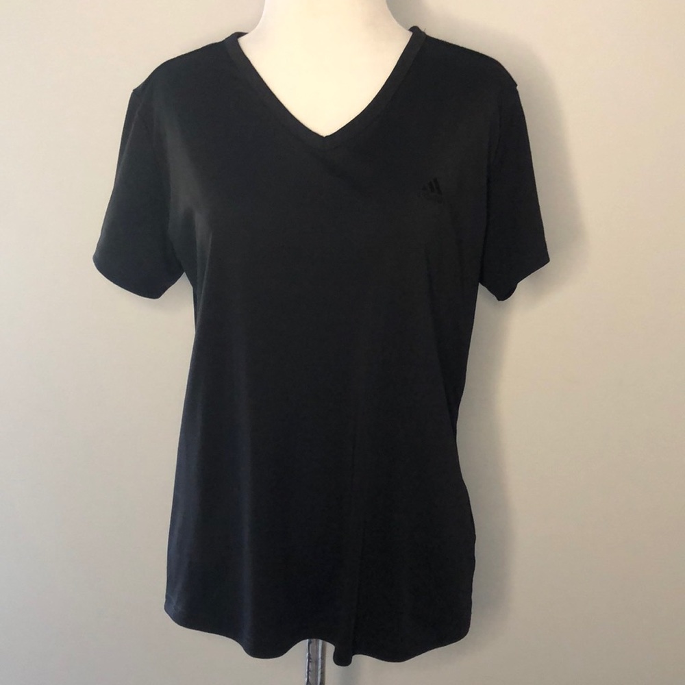 Adidas Black Athleisure V-neck Tee Shirt size Large
